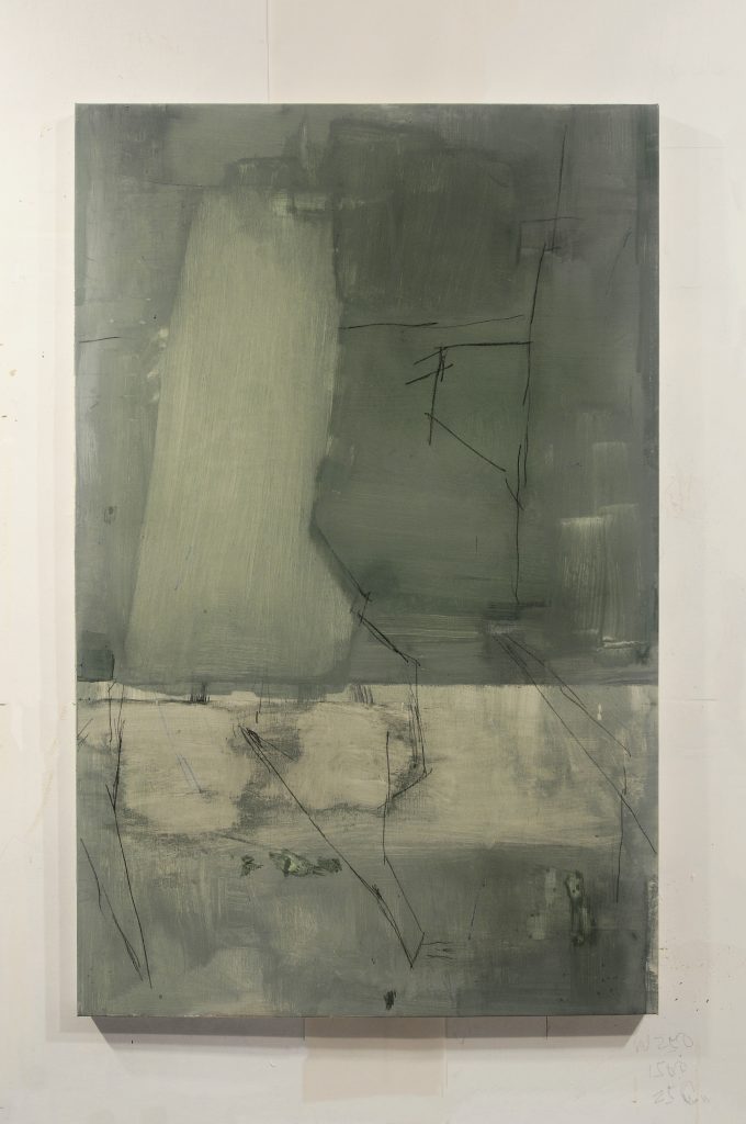 Green Shower - 2025, tempera on linen - 38